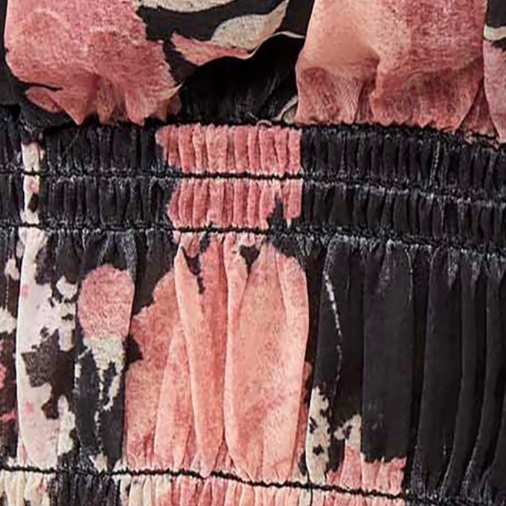NWT- Free People Pink and black Colorful flowers add a touch of everyday romance - Picture 5 of 10